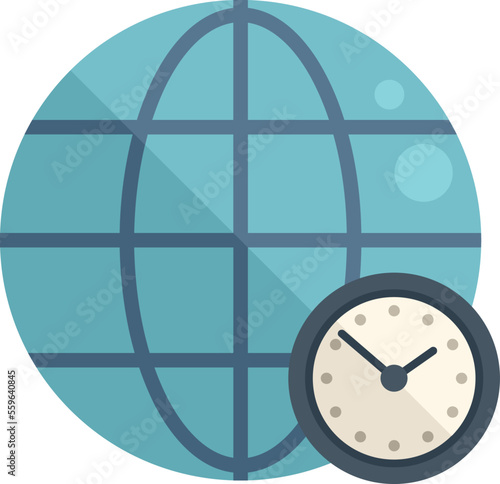 Global flexible time icon flat vector. Office worker. Business job isolated