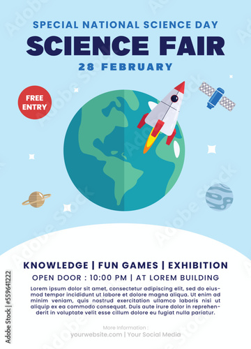 Vector flat of science fair background suitable for, brochure, poster, backdrop and social media