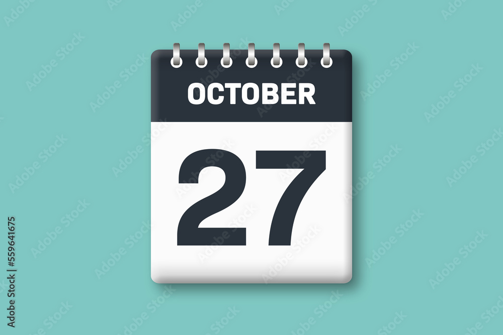 October 27 - Calender Date 27th of October on Cyan / Bluegreen Background October 27 - Calender Date 27th of October on Cyan / Bluegreen Background