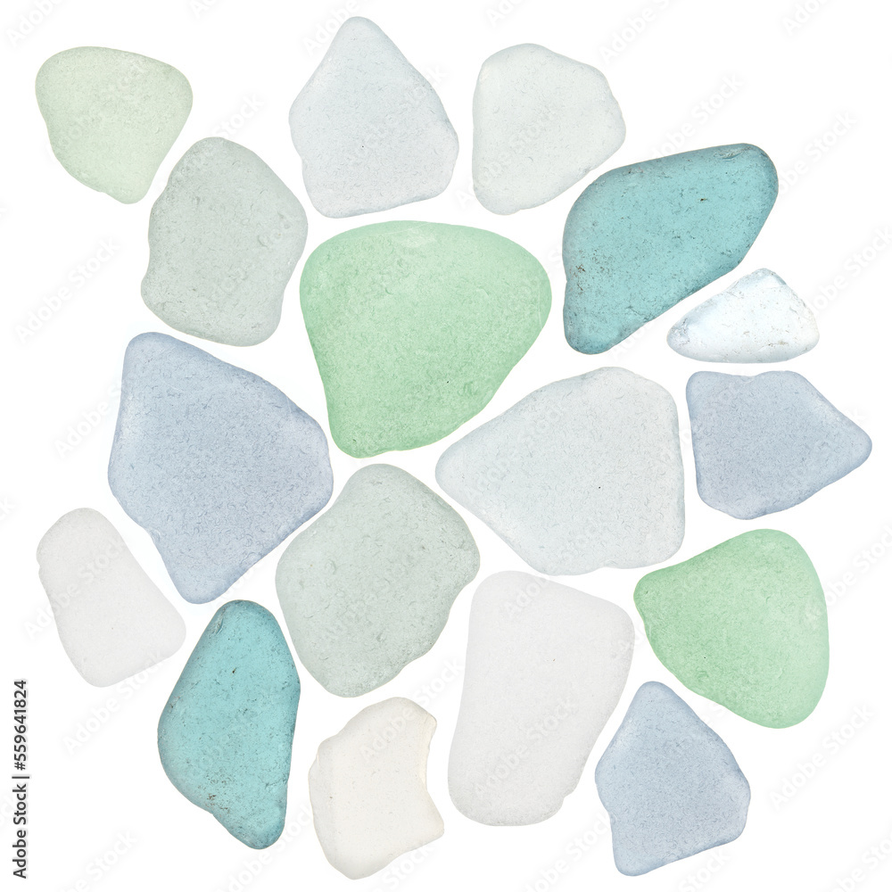 peace of sea glass isolated on a white backaground peace of sea glass isolated on a white backaground