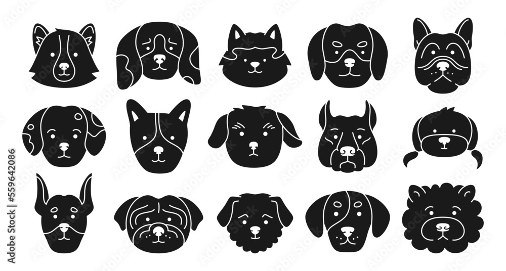 Dog faces emotion character stamp press set. Cute puppy kawaii head muzzle print icon. Smiling funny childish doggy pet baby paint seal. Illustration comic template for kid print template card, cover Dog faces emotion character stamp press set. Cute puppy kawaii head muzzle print icon. Smiling funny childish doggy pet baby paint seal. Illustration comic template for kid print template card, cover