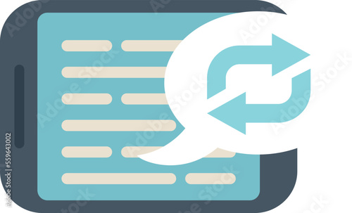 Tablet repost icon flat vector. Check graph. Market mark isolated