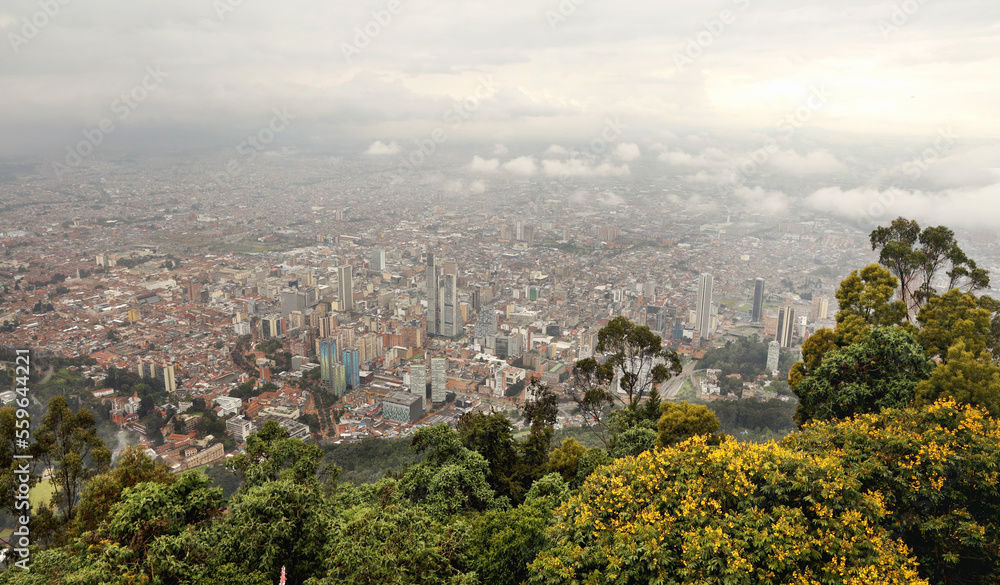 Beautiful panoramic view of Bogota, Colombia.
