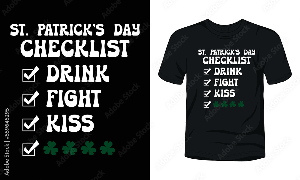 St. Patrick's day checklist t-shirt template