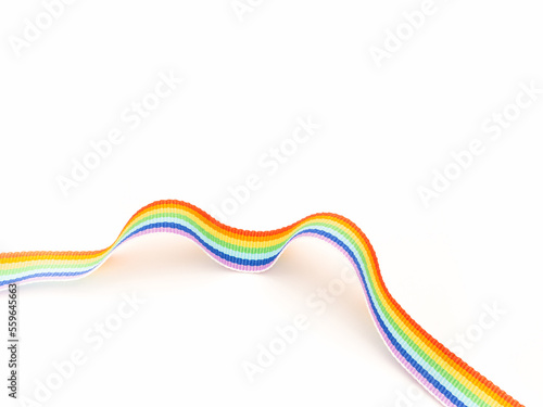 Rainbow cloth ribbon on a white background