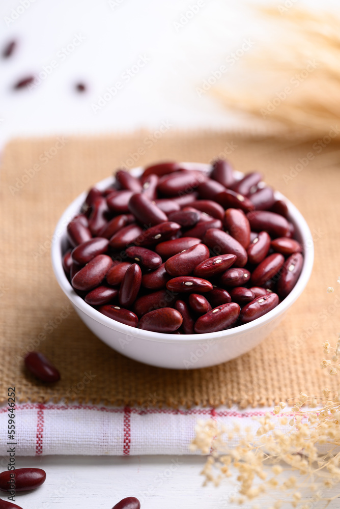 Red kidney beans seed in bowl, food ingredients Red kidney beans seed in bowl, food ingredients