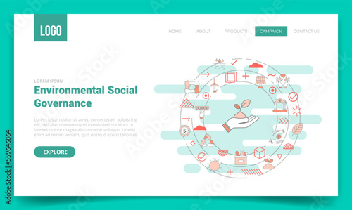 esg environmental social governance concept with circle icon for website template or landing page homepage