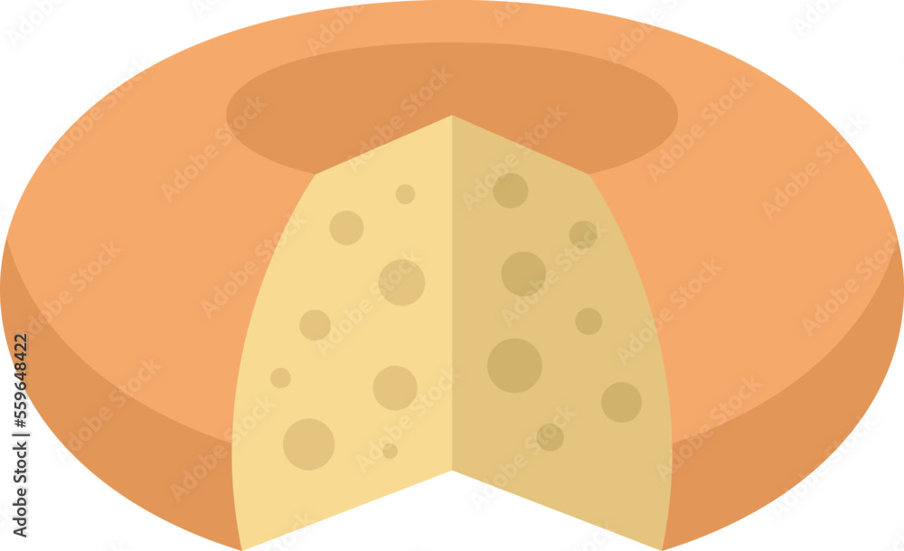 Cheese wheel icon flat vector. Factory food. Farm eating isolated Cheese wheel icon flat vector. Factory food. Farm eating isolated