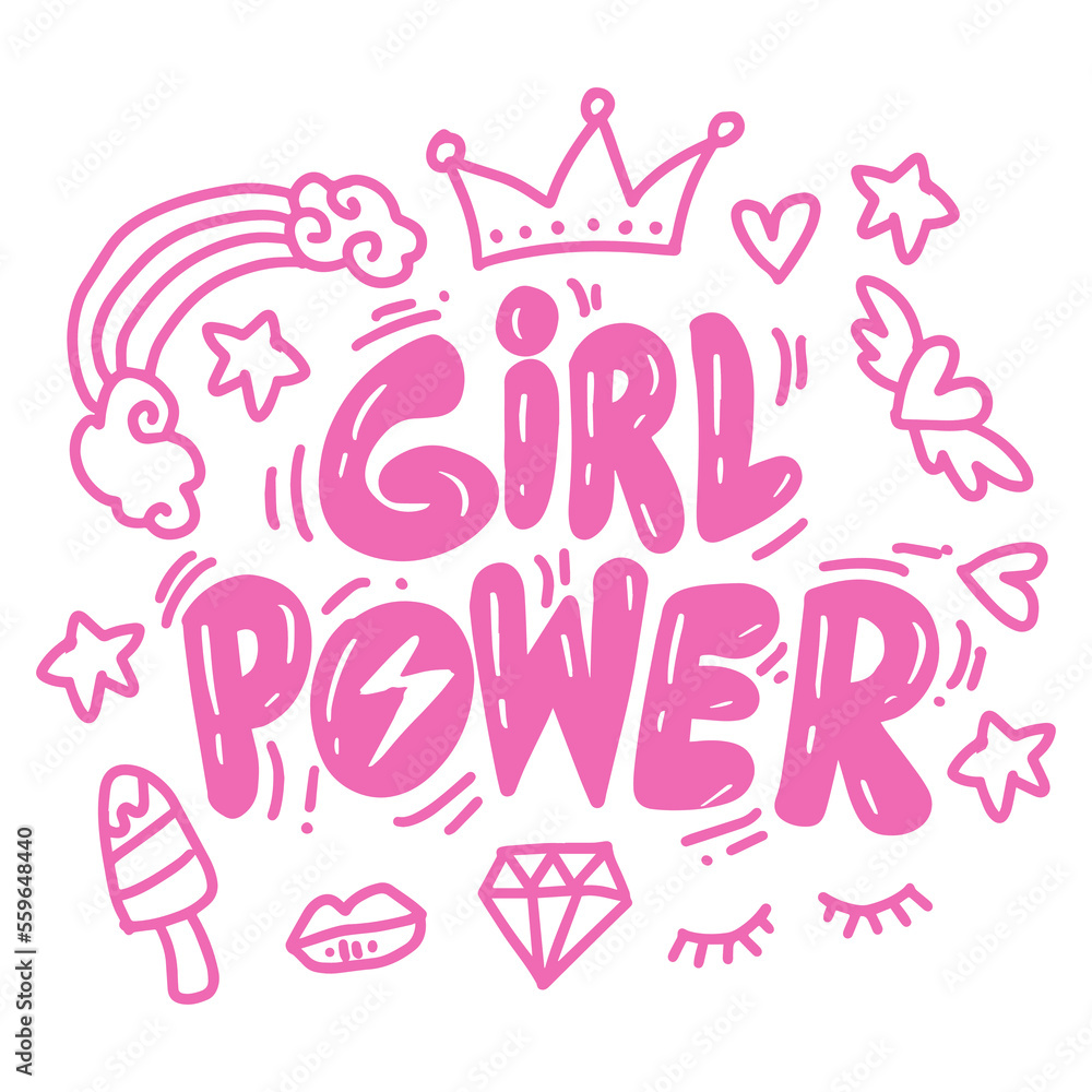 Girl power, hand lettering. Slogan concept. Girl power, hand lettering. Slogan concept.