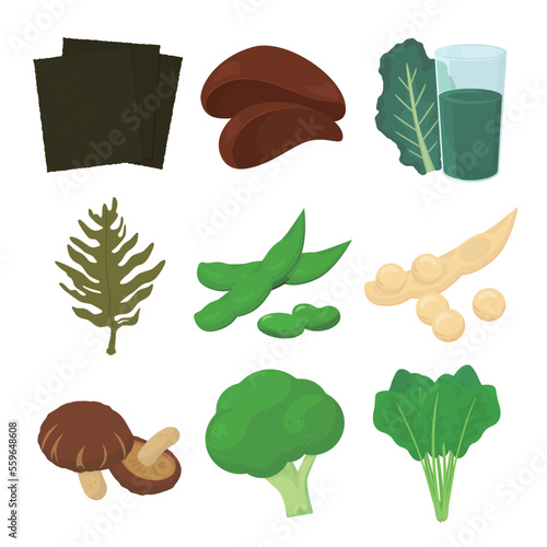 Vector illustration of foods containing folic acid. 