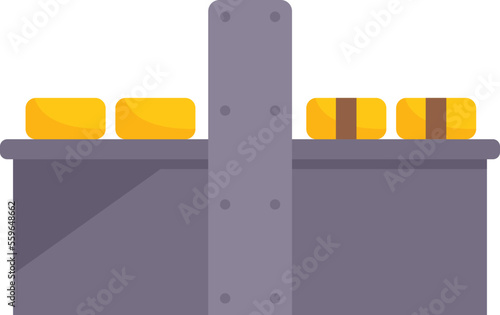 Cheese line pack icon flat vector. Milk production. Cow food isolated