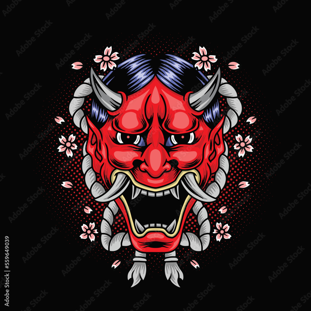 Oni mask illustration premium vector Oni mask illustration premium vector