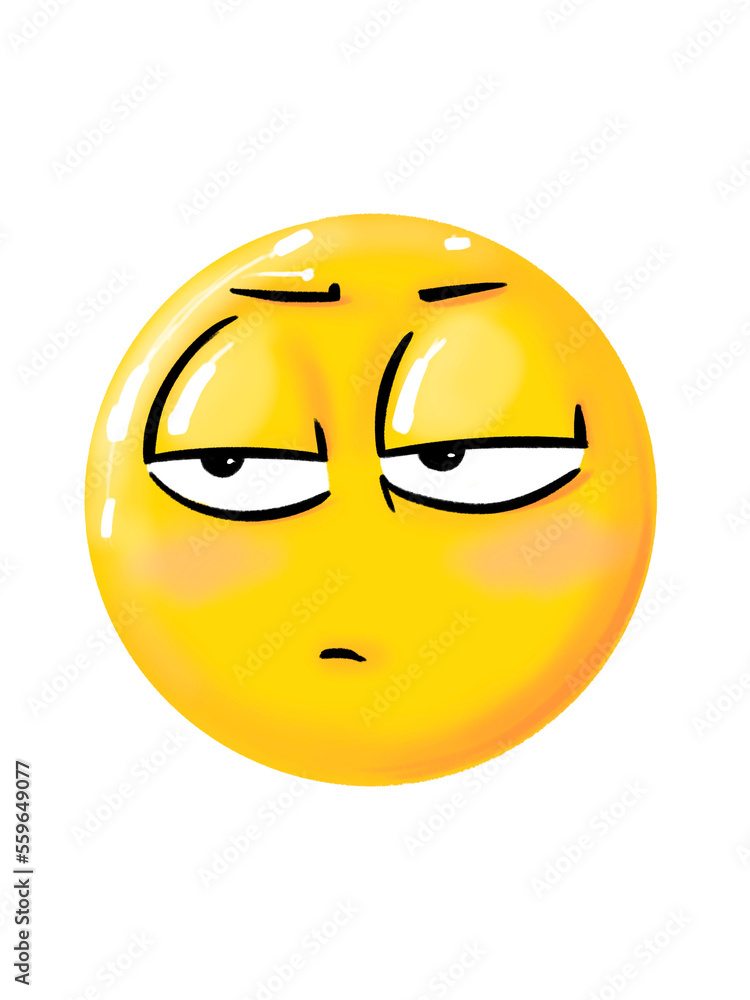 Fototapeta premium round cartoon face and various shapes show facial expressions and emotions