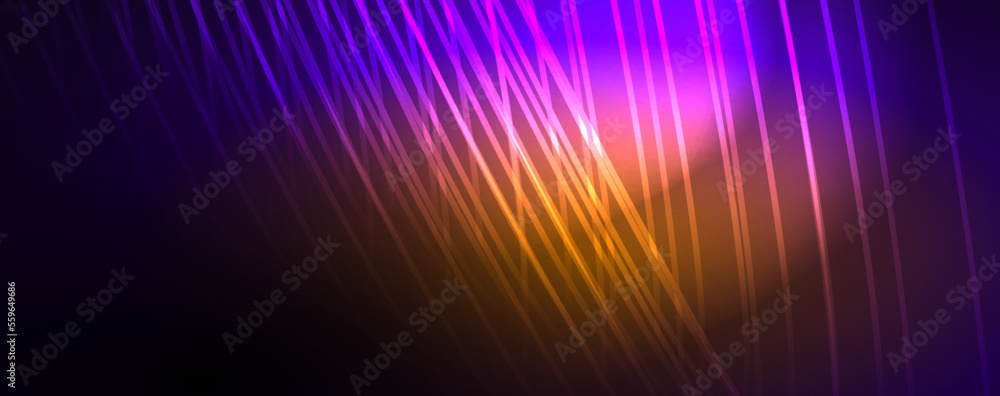 Light beams, neon lines abstract background. Vector Illustration For Wallpaper, Banner, Background, Card, Book Illustration, landing page