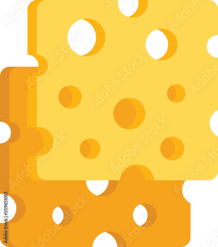 Cheese slice icon flat vector. Milk production. Farm eating isolated