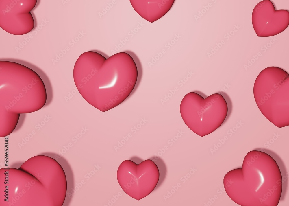 3d rendering of  cute pink heart background or pink love background