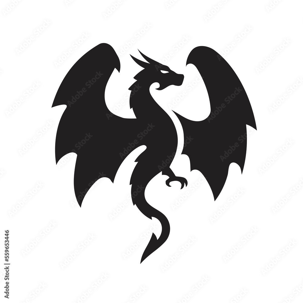 Fototapeta premium dragons fly silhouettes stylized vector
