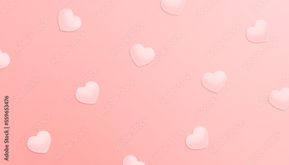 Minimal hearts shape on pink background. 3D illustration.