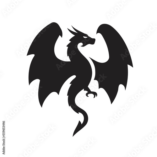 dragons fly silhouettes stylized vector