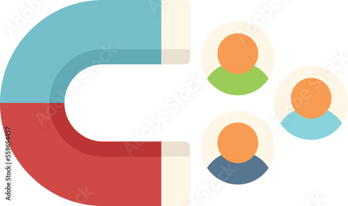 Audience magnet icon flat vector. Ad group. Company media isolated