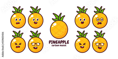 cute pineapple sticker kawaii character icon vector illustration design