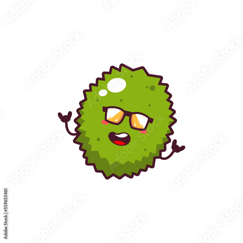 Vintage fruits poster design with vector durian character.