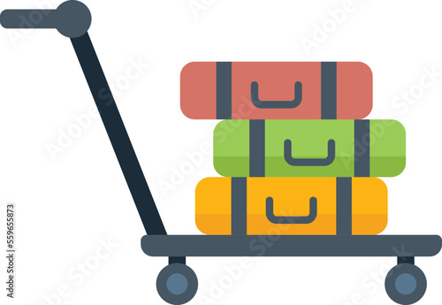 Baggage cart icon flat vector. Ground support. Cargo truck isolated