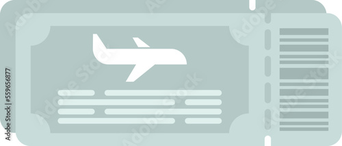 Airplane ticket icon flat vector. Plane travel. Travel traffic isolated