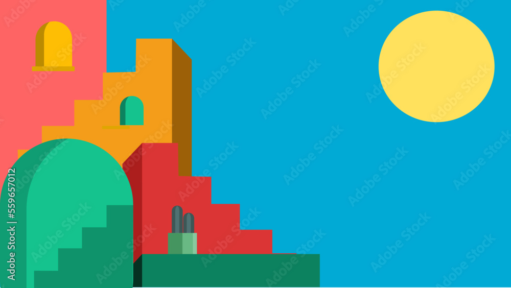 Naklejka premium ABSTRACT BUILDING ILLUSTRATION. BUILDING ABSTRACT PAINTING. RESIDENTIAL BUILDING