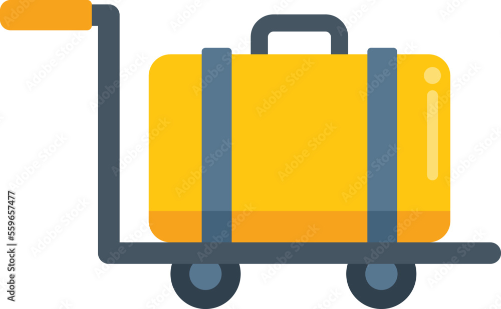 Luggage cart icon flat vector. Airport transfer. Plane travel isolated Luggage cart icon flat vector. Airport transfer. Plane travel isolated