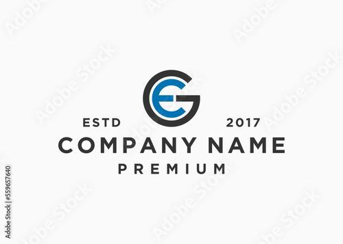 letter ge circle logo design vector illustration template
