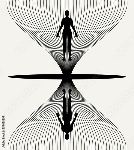 Vector minimalistic placard with illustration. Creative abstract artwork with hand drawn silhouette . Template for card, poster, banner, print for t-shirt, pin, badge, patch.