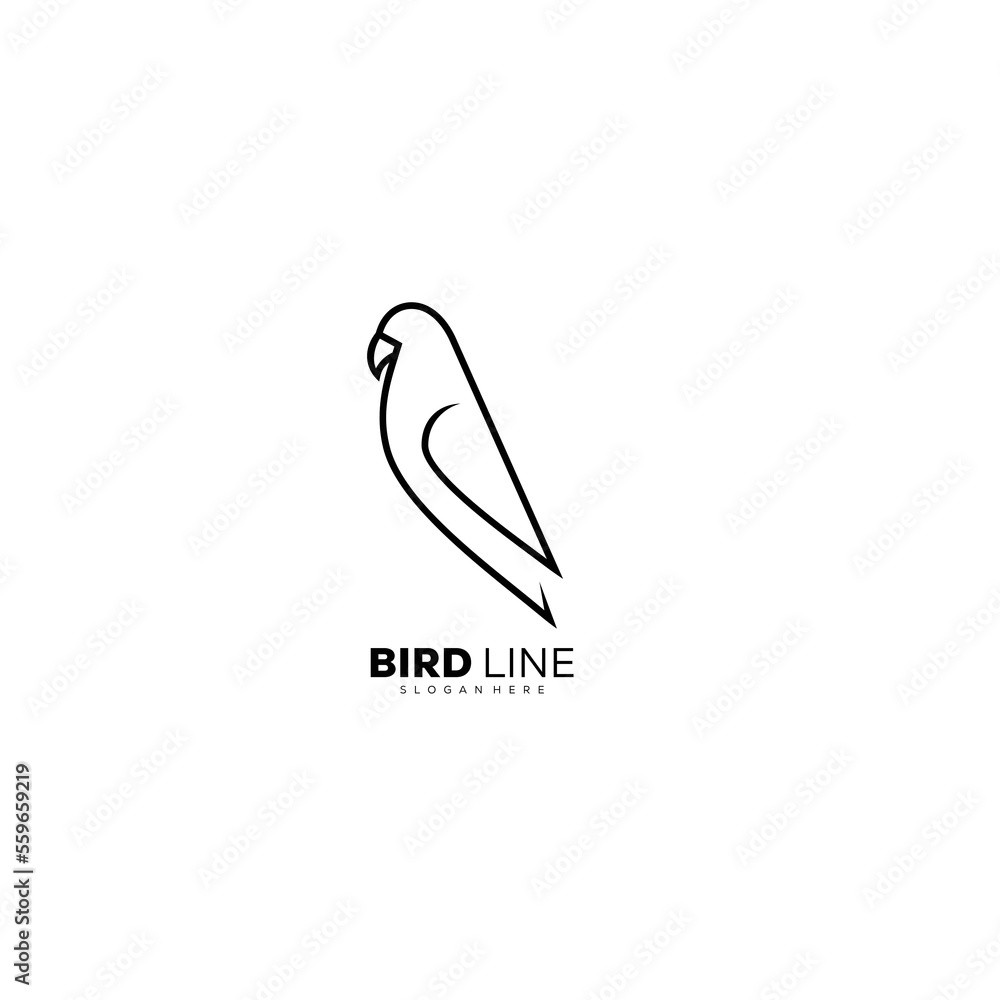 Parrot design line art logo illustration