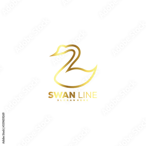 swan line art logo template elegant color