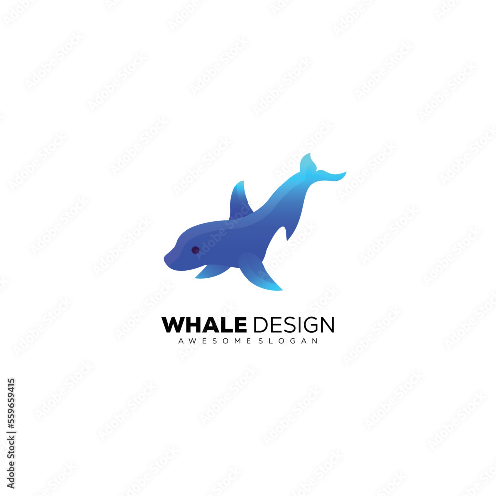 Obraz premium whale logo gradient color design template vector