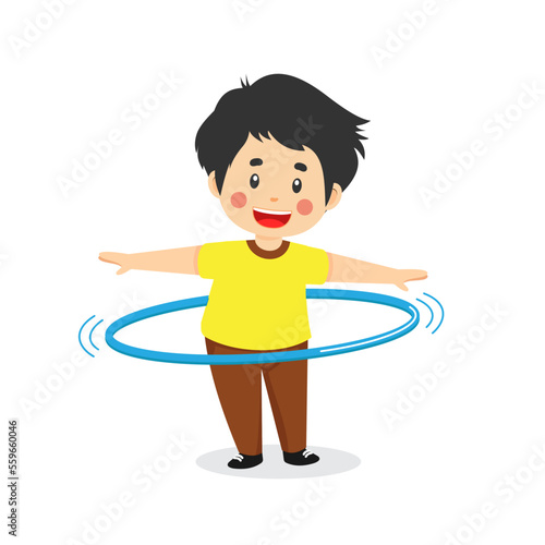 Cute Boy Playing Hula Hoop