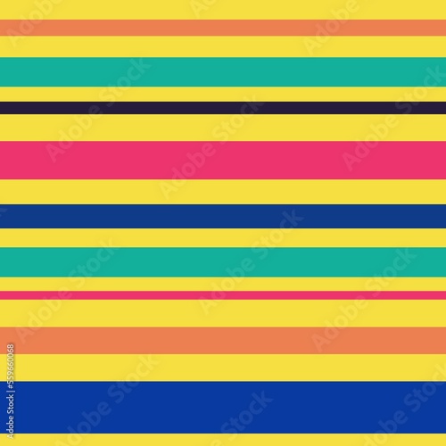 Hand drawn seamless pattern of bright yellow pink green stripes, summer vibrant striped background, modern trendy contemporary fabric print, saturated energetic colors, rainbow design dopamine trend