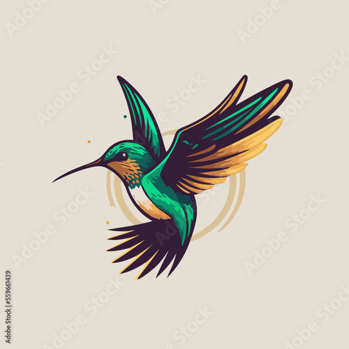 logo of Flaying hummingbird Bird Colorful vector Style. colibri icon