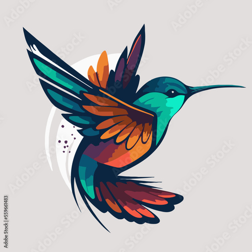 logo of Flaying hummingbird Bird Colorful vector Style. colibri icon