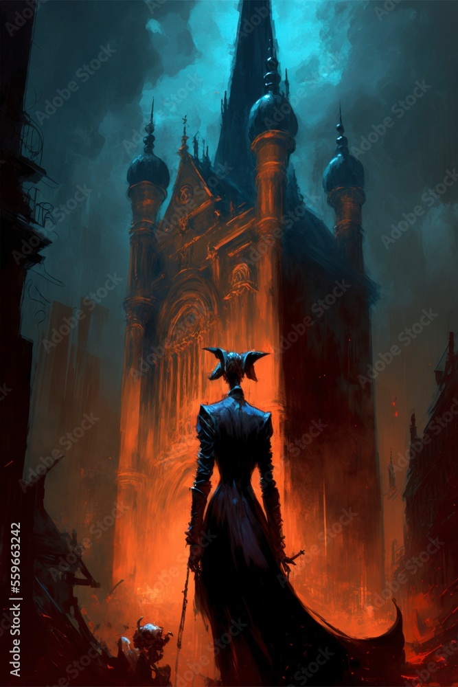 Devil's Castle, Abstract Gothic City Illustration