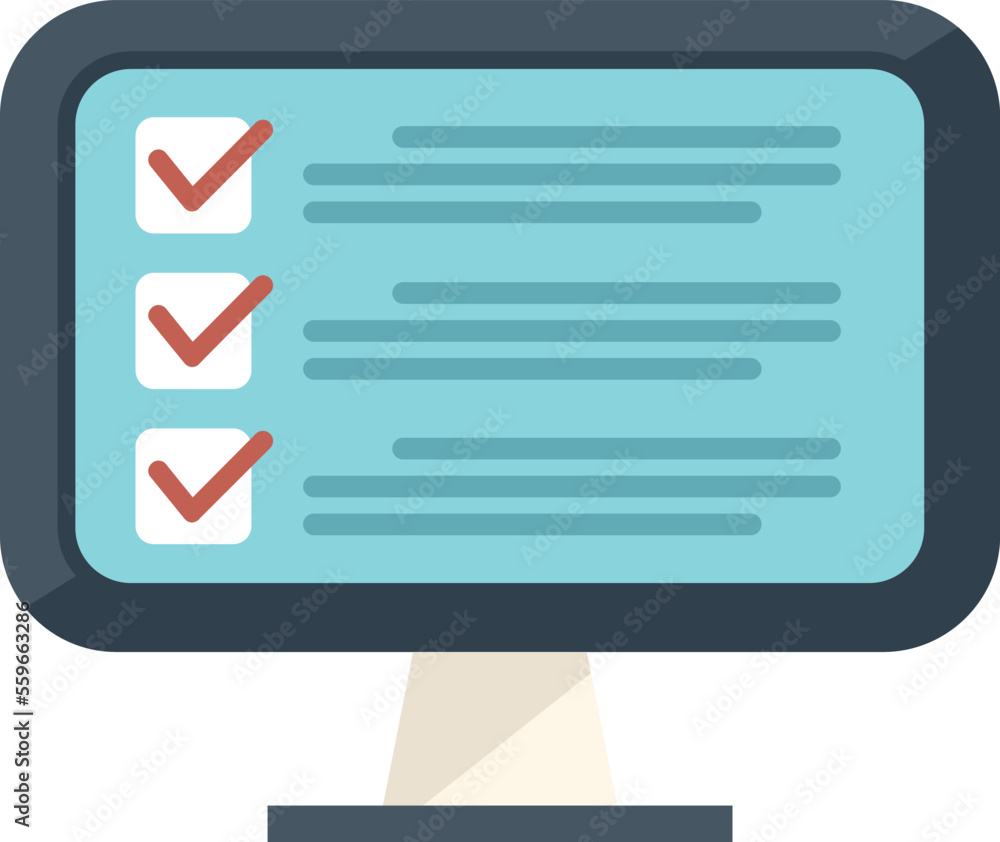 Monitor task icon flat vector. Business clock. Control school isolated Monitor task icon flat vector. Business clock. Control school isolated
