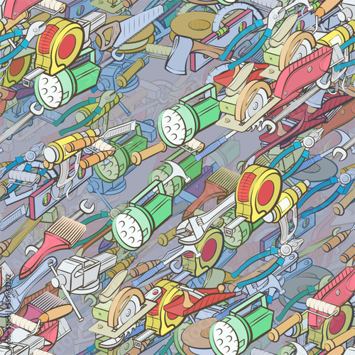 Background pattern abstract design texture. Seamless. Building tools and Repair. Theme is about leveling, building level, protractor, stationary, spatula, length, installation, segmented