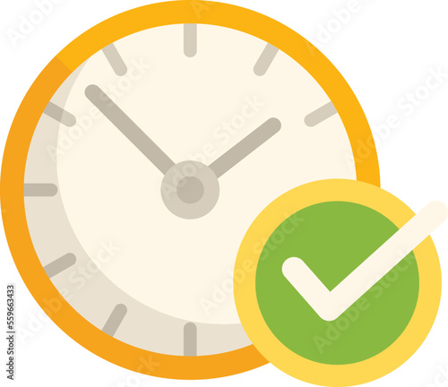 Approved timer icon flat vector. Team go. Work project isolated