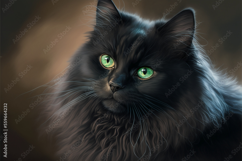 Handsome Black Cat portrait: A Regal and Playful Feline Generative AI