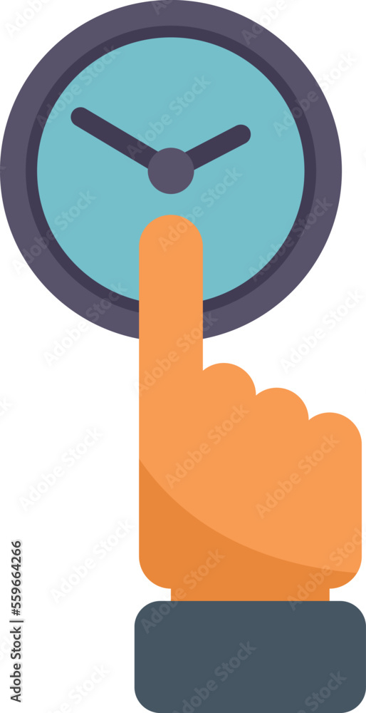 Touch time control icon flat vector. Work task. Timer watch isolated Touch time control icon flat vector. Work task. Timer watch isolated