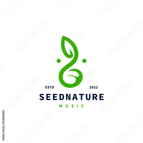 music icon combine with seed nature icon logo design inspiration