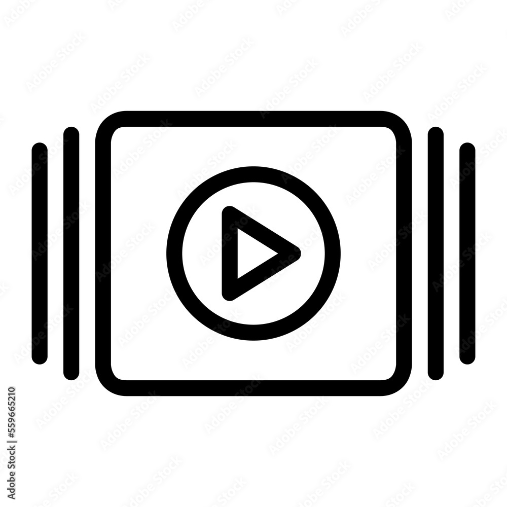 Isolated video slide presentation in outline icon on white background. Marketing, advertising, media player, slides Isolated video slide presentation in outline icon on white background. Marketing, advertising, media player, slides