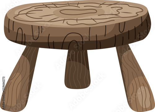 Wooden table or chair isolated on white background.