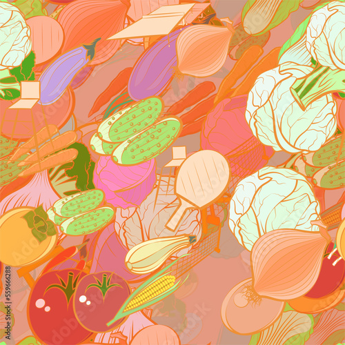 Background pattern abstract design texture. Seamless. Tennis and Health food. Theme is about glare, table, vitamins, cooking, washed, tennis racket, cob, dye, heads, nutritious, pinch, peel