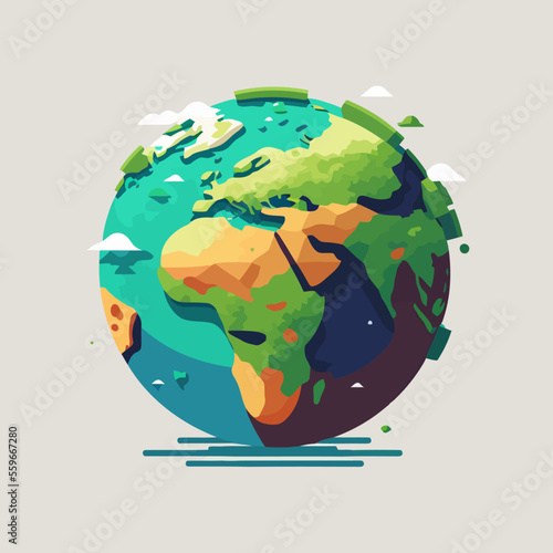 save planet earth globe Low poly design illustration, mother green nature icon